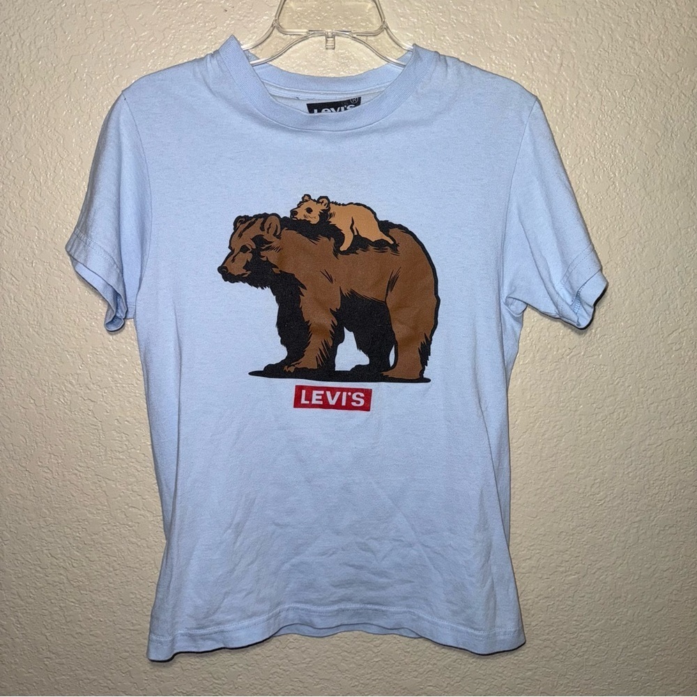 Levi’s Women’s Small Blue Graphic T Shirt Bear Cub Logo Cotton Short Sleeve Tee